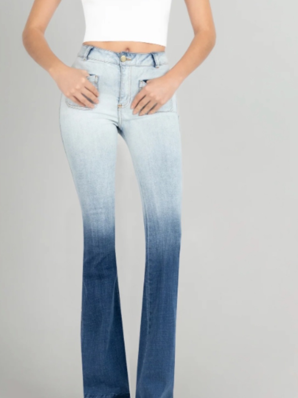 Alvin Valley Doyenne Ombre Blue Flare Jeans NWT Size 42R